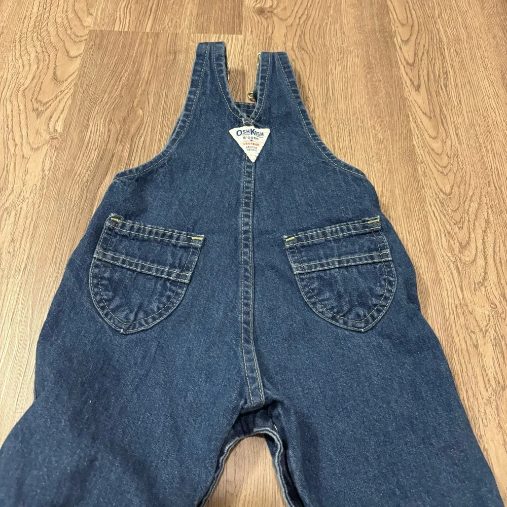 Vtg‎ Oshkosh B'Gosh Denim Blue Jean Overalls 12 Month Made In USA Plain - Picture 4 of 7